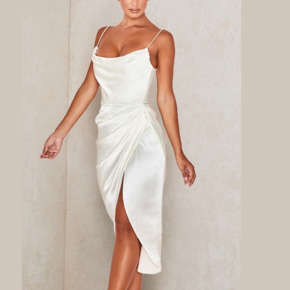 HOUSE OF CB 'Reva' Ivory Satin Balcony Corset Dress /Size XS - Picture 15 of 17